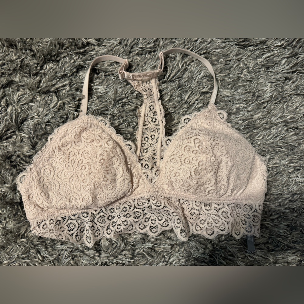 Aerie bralette large light pink blush lace